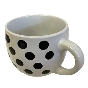 Polka Dota Coffee Mug Black White  4 1/2" x‎ 5"  24OZ